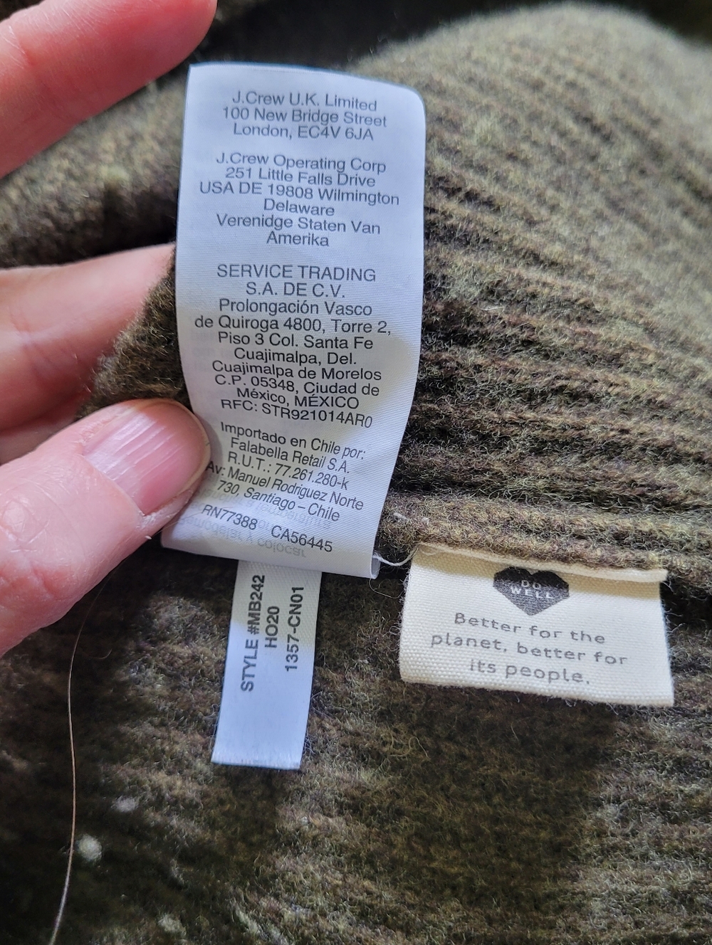 Wool Blend Madewell Sweater Dress W/ S Olive Green Ribbed Henley Knit used - Picture 11 of 11